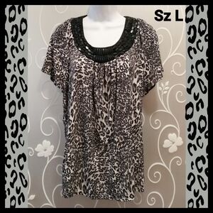 WOMENS LEOPARD TOP SIZE L